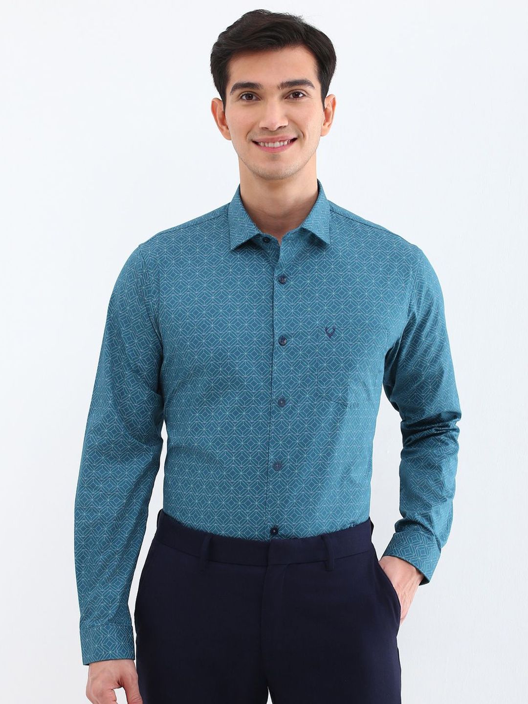 Allen Solly Men Spread Collar Geometric Printed Cotton Slim Fit Formal Shirt-image-35