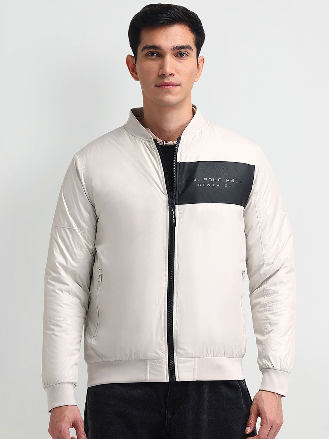 U.S. Polo Assn. Denim Co. Men Stand Collar Typography Printed Casual Bomber Jacket-picture-10