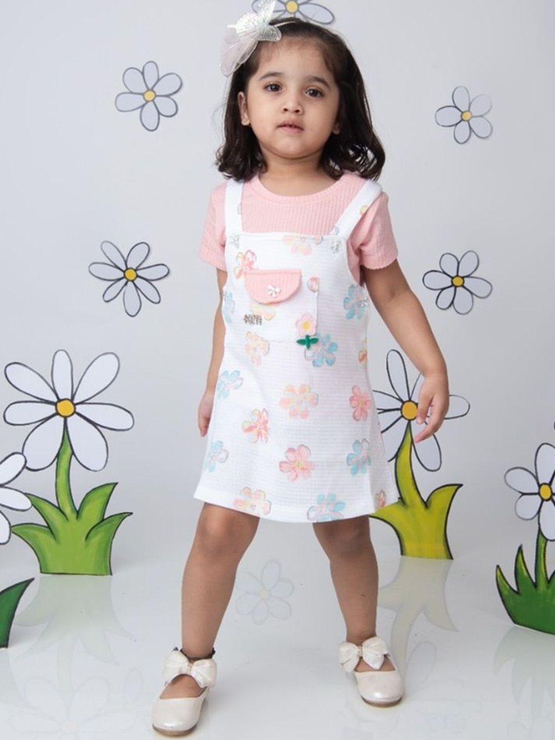 Babys Day Girls Printed Cotton Dungaree With Top-picture-21