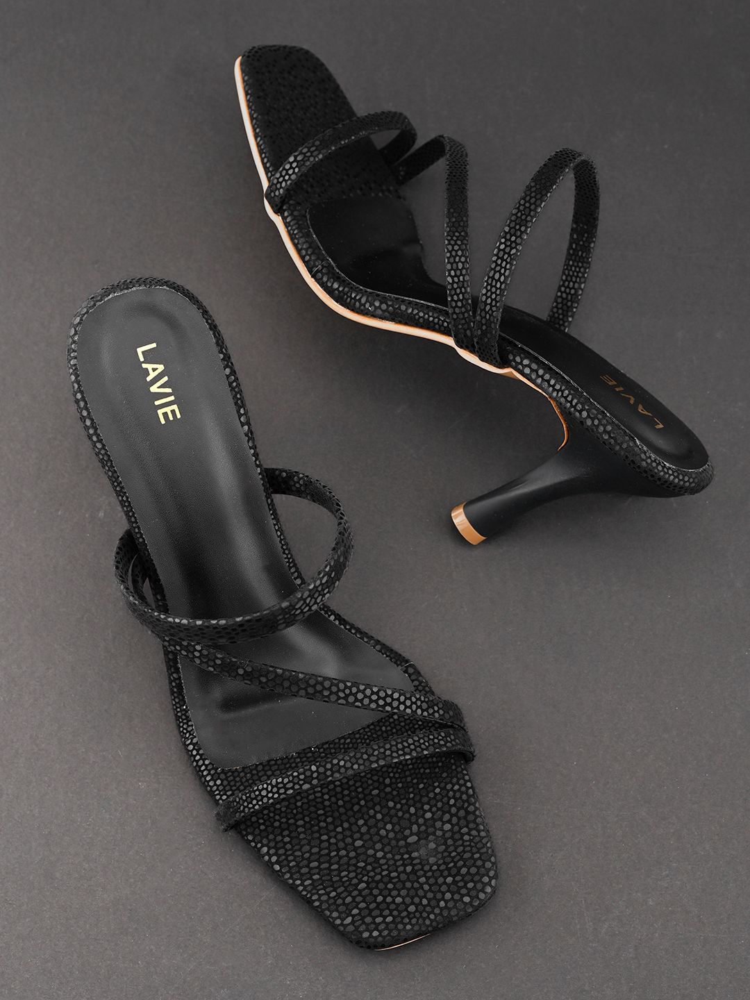 Lavie Textured Slim Heeled Peep Toes-picture-31