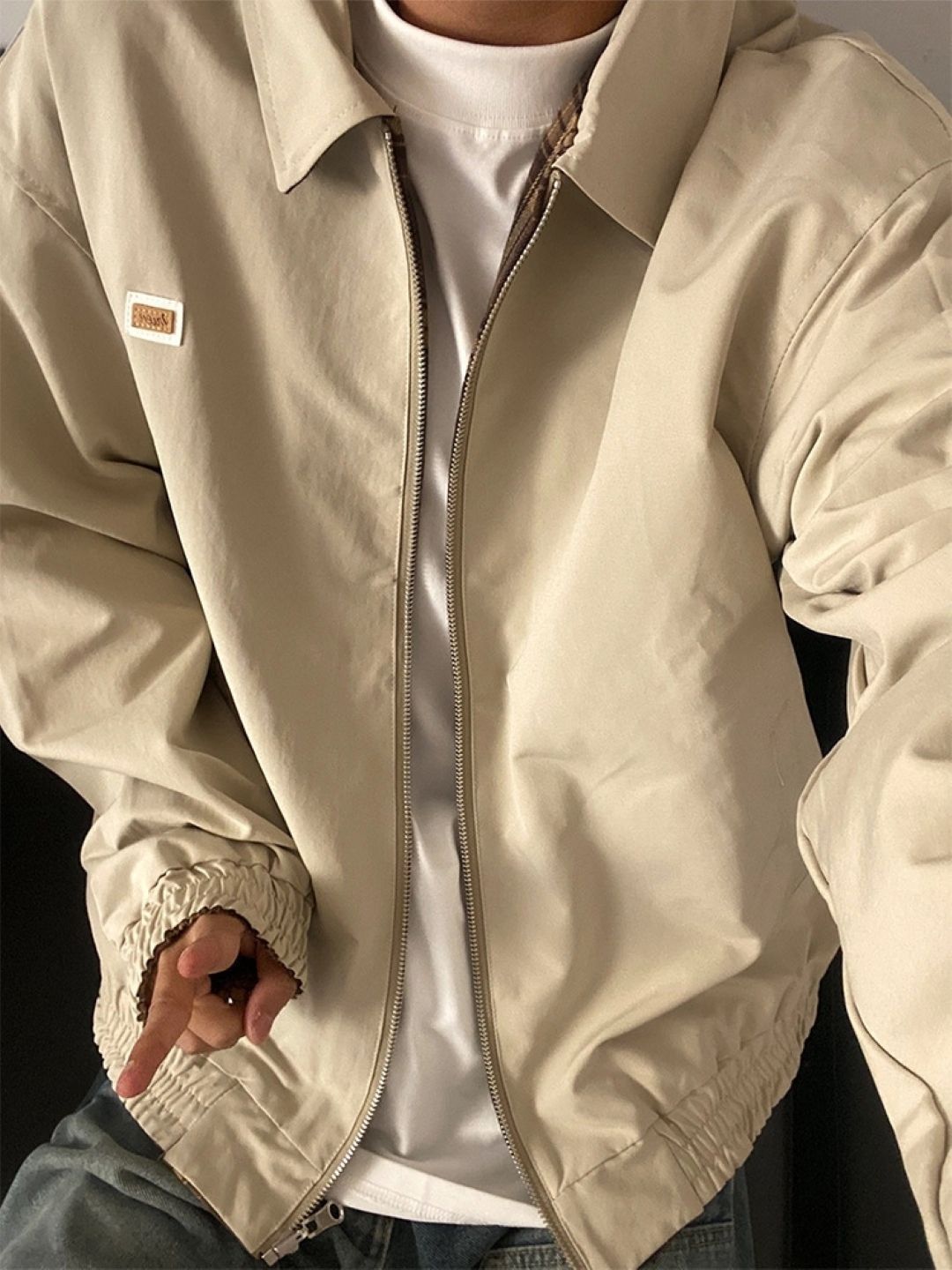 HERE&NOW Men Spread Collar Solid Casual Bomber Jacket-picture-23