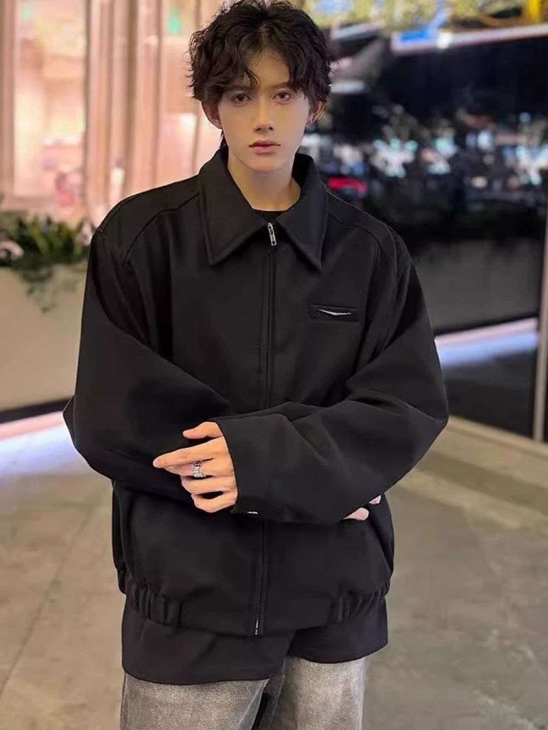 HERE&NOW Men Spread Collar Solid Casual Tailored Jacket-picture-16