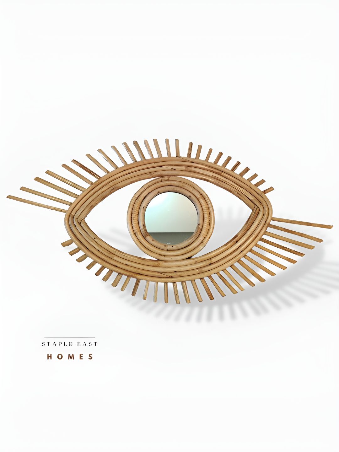 STAPLE EAST Brown Rattan Evil Eye Mirror-picture-14