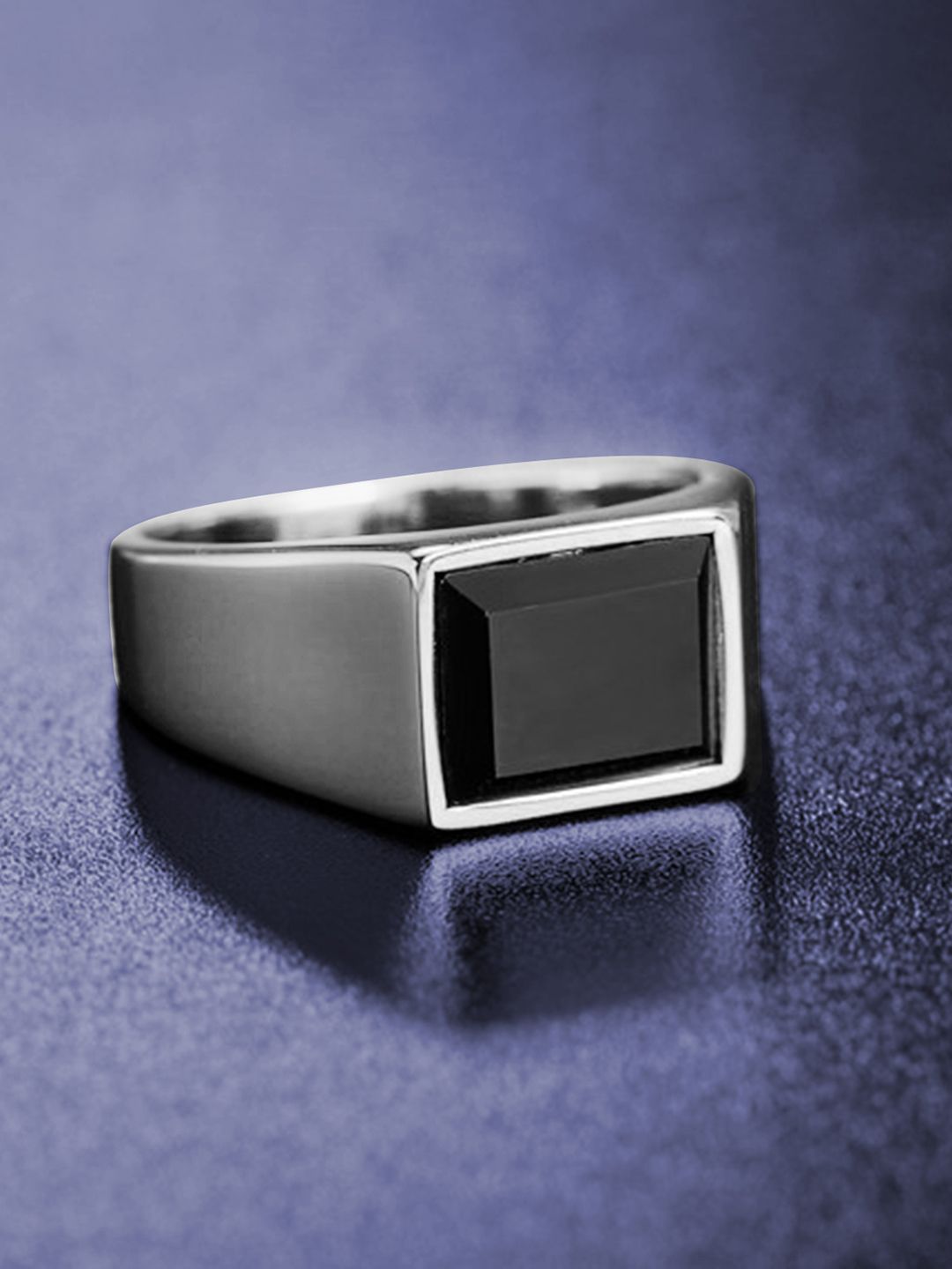 Peora Men Sliver-Plated Stainless Steel Stone Studded Ring-picture-53