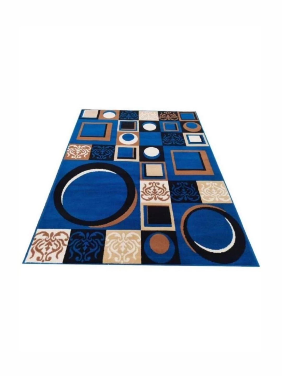 Samjeeda Handloom carpets Blue & Brown Geometric Printed Anti-Skid Carpet-picture-15
