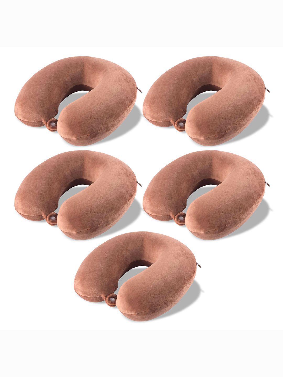 Kuber Industries Brown 5 Pieces Memory Foam Filled Cotton Breathable Travel Pillows-picture-36