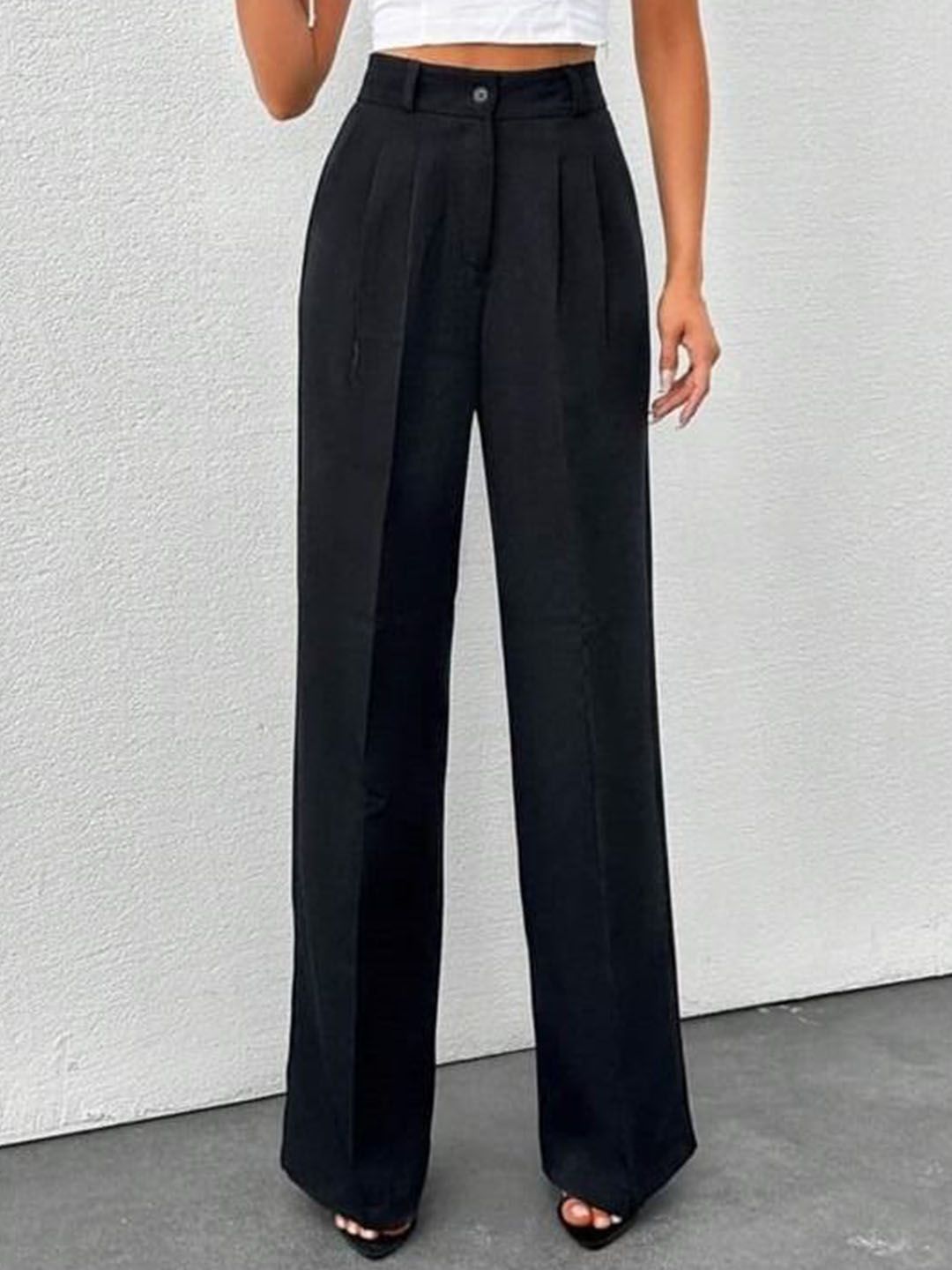 Next One Women Smart High-Rise Easy Wash Pleated Trousers-picture-31