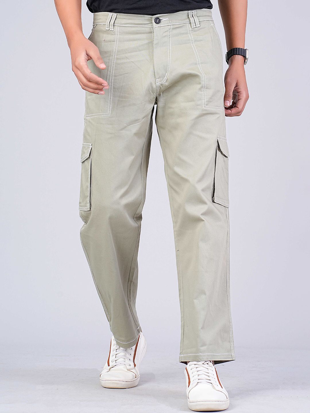 Tanip Men Mid-Rise Easy Wash Cargo Trousers-image-31