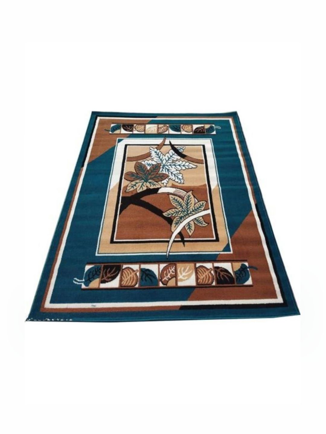 Samjeeda Handloom carpets Blue & Brown Floral Printed Anti-Skid Carpet-picture-20