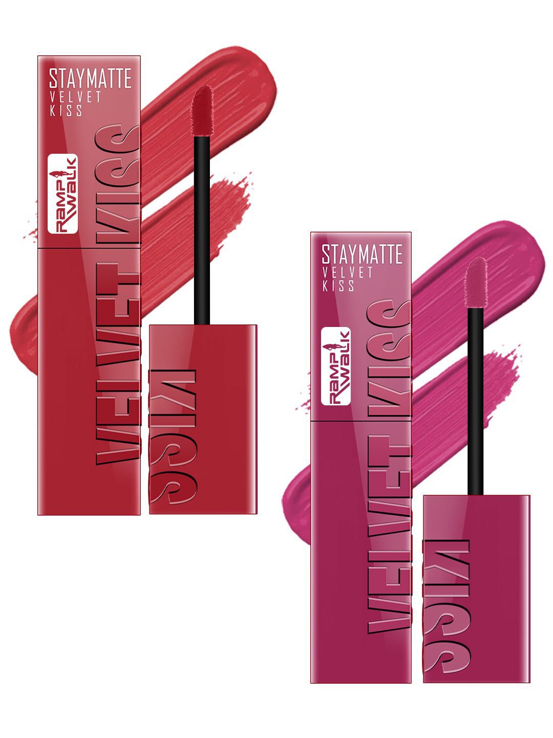 Ramp Walk Velvet Kiss Set Of 2 Lipstick - 3.5 ml Each -Matte Red - 01 - Dark Pink - 08-picture-22