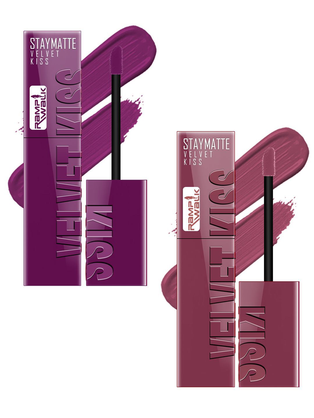 Ramp Walk 2Pcs Velvet Kiss Waterproof Liquid Lipstick - 3.5 g Each - Wine - Light Mauve-picture-39