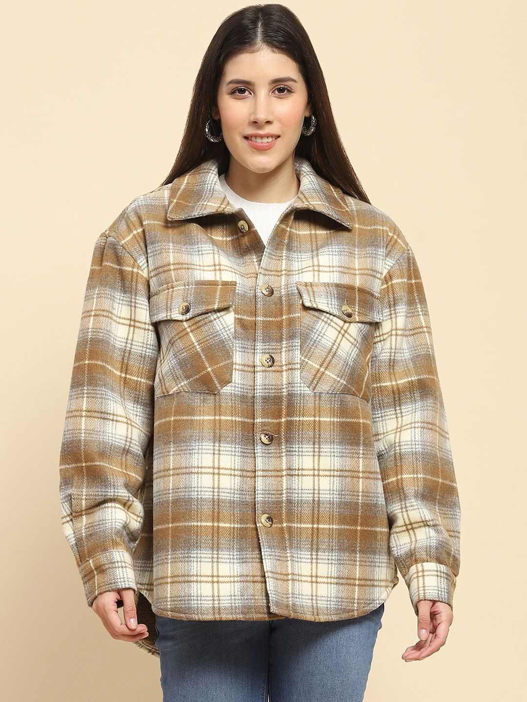 Global Republic Women Checked Lightweight Outdoor Tailored Jacket-picture-11