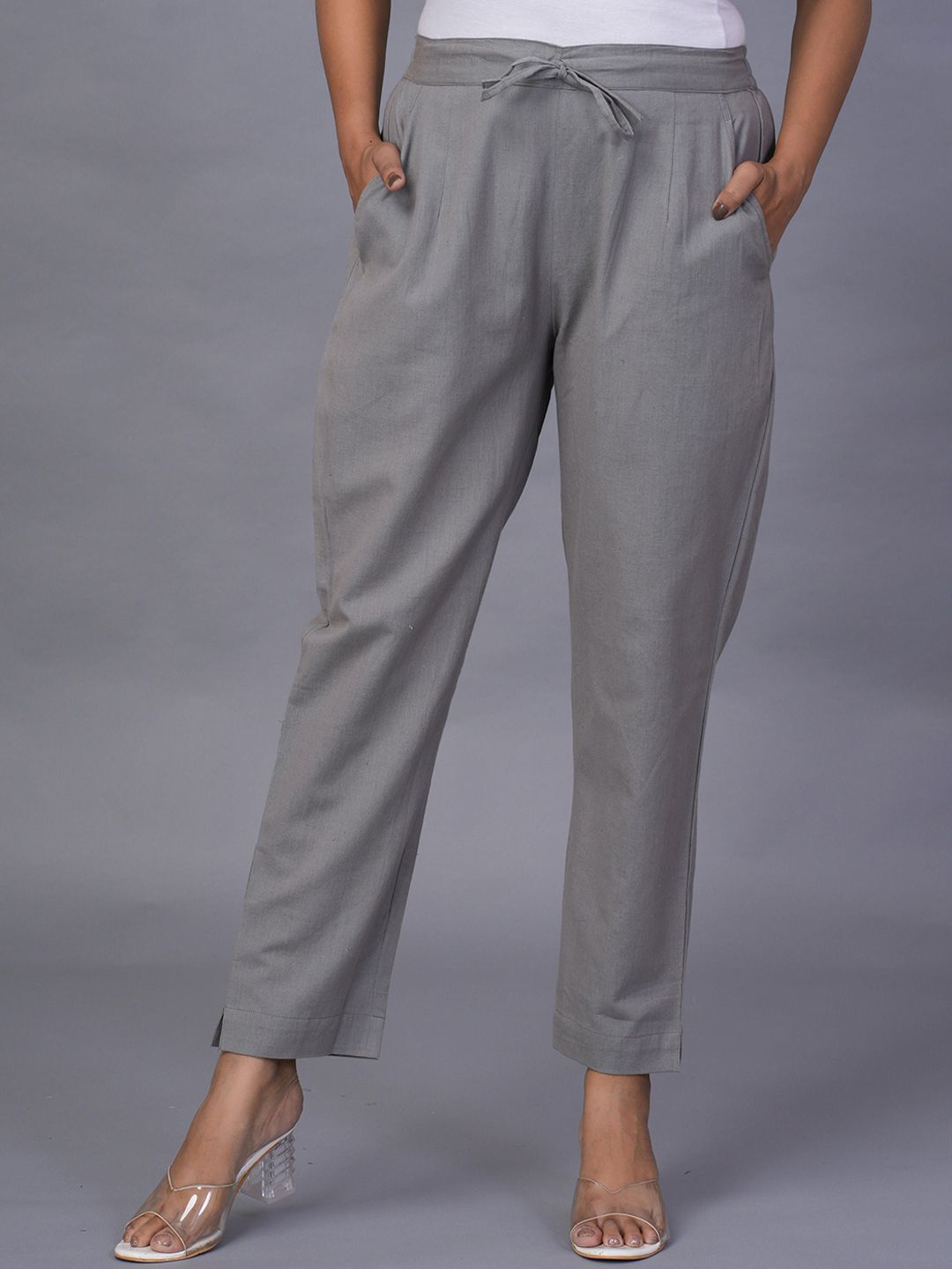 KALINI Women Regular Fit Mid-Rise Trousers-image-3