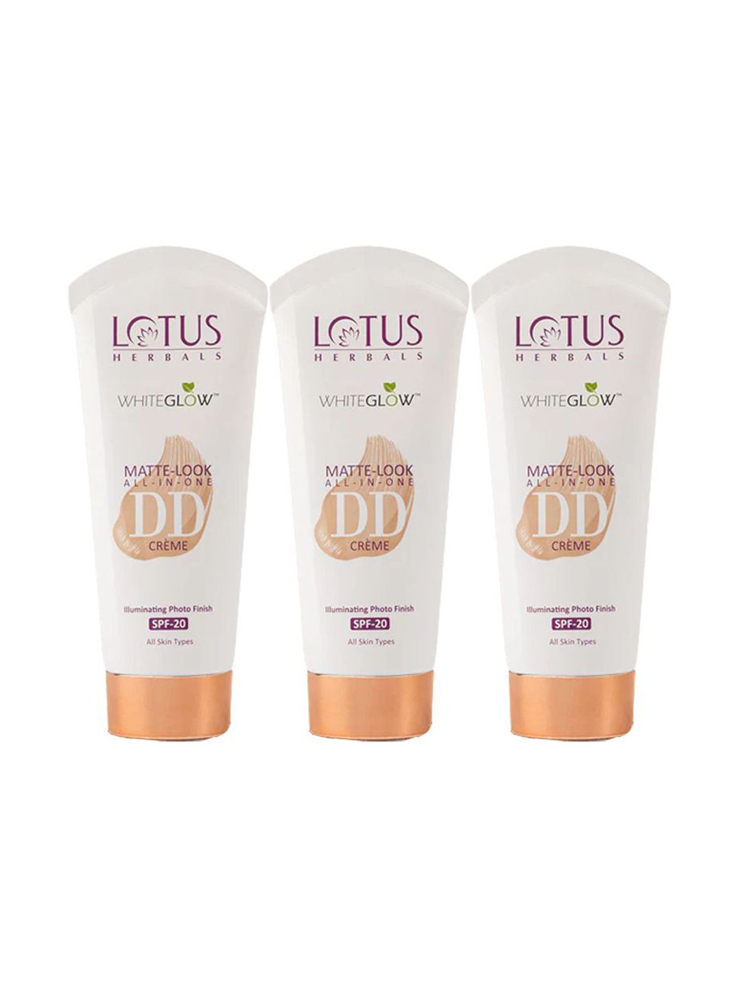 Lotus Herbals Whiteglow Set of 3 Matte Look SPF20 All In One DD Cream - 50 g each