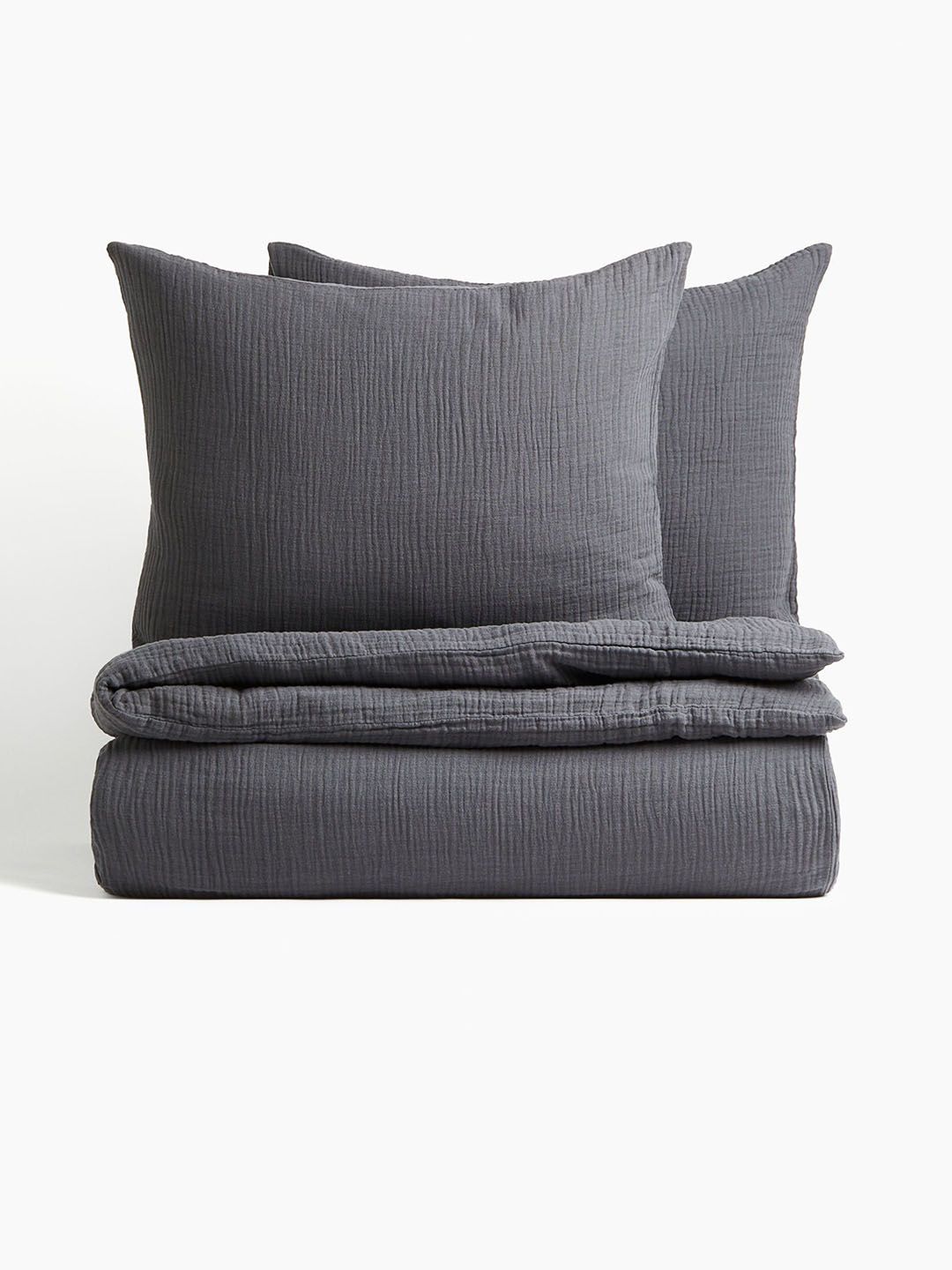 H&M Grey Muslin Double/King Duvet Cover Set-picture-25