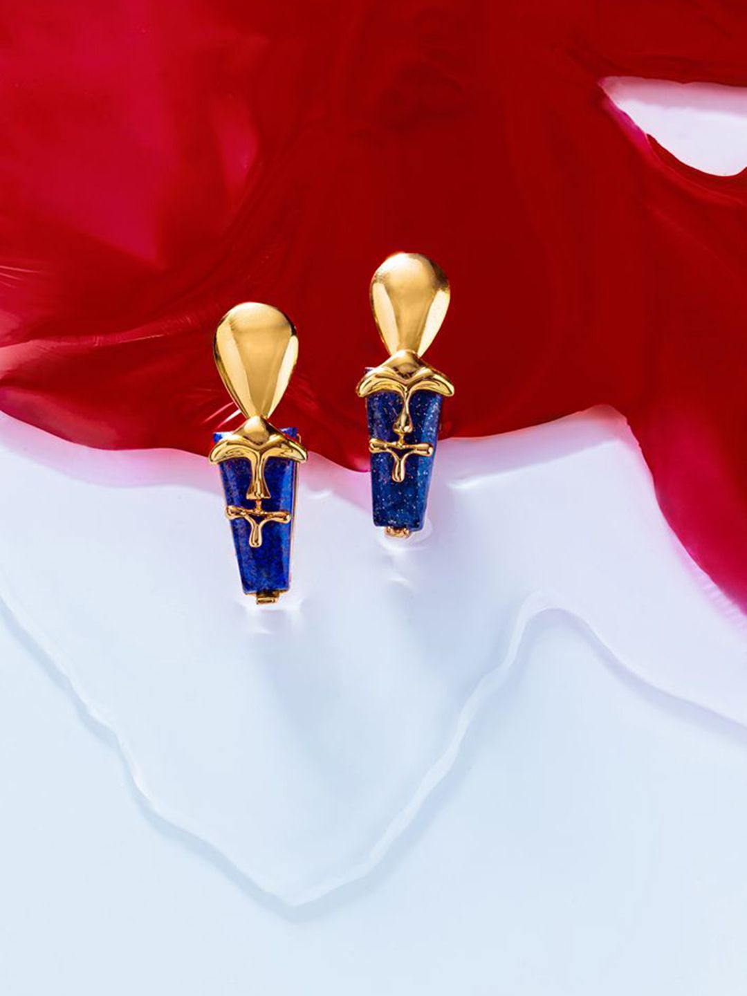Outhouse The Lazuli Sculpt Gold-Plated Brass Contemporary Drop Earrings-picture-39