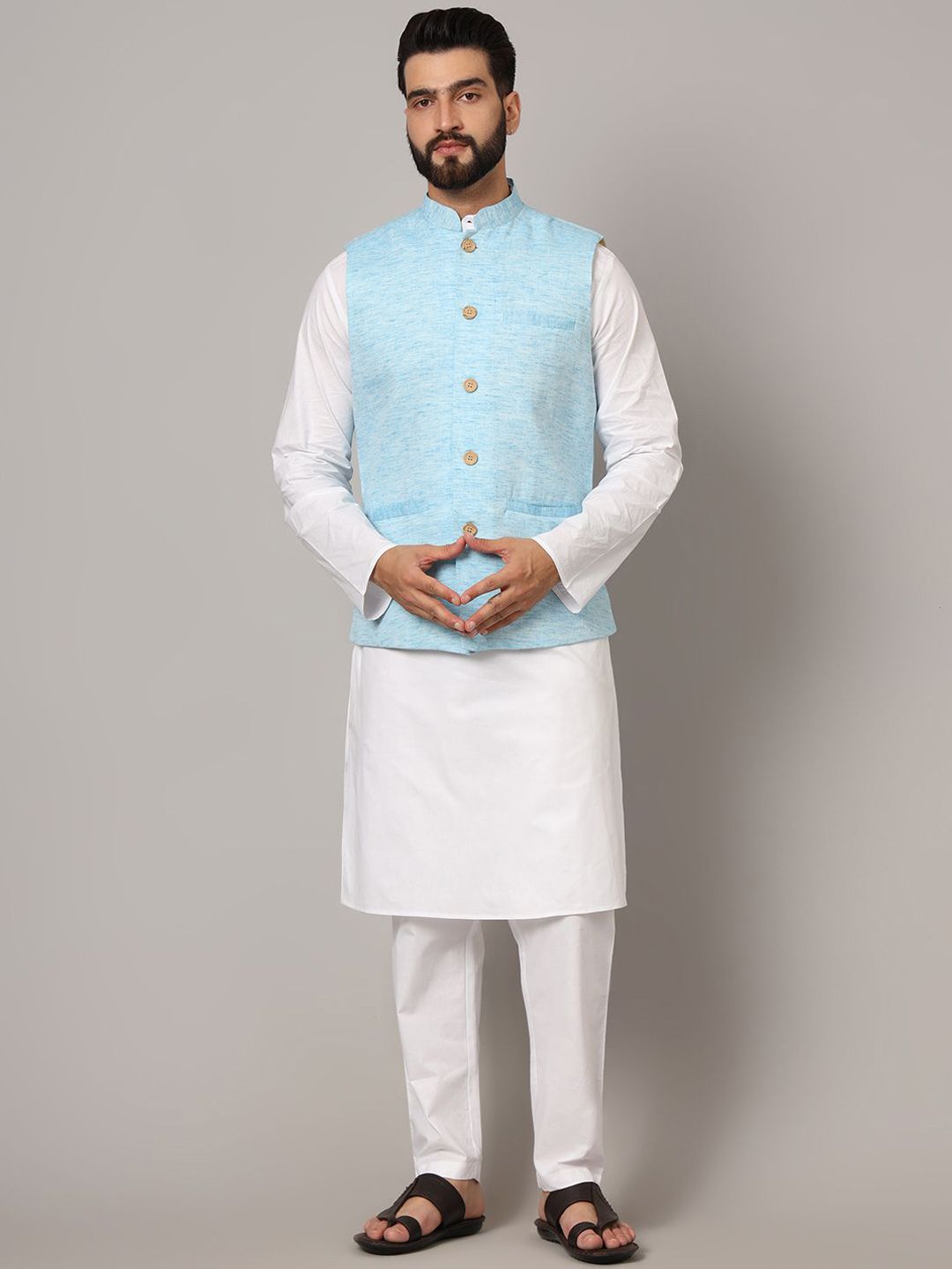 Latest Chikan Garments Self Design Nehru Jackets-image-32