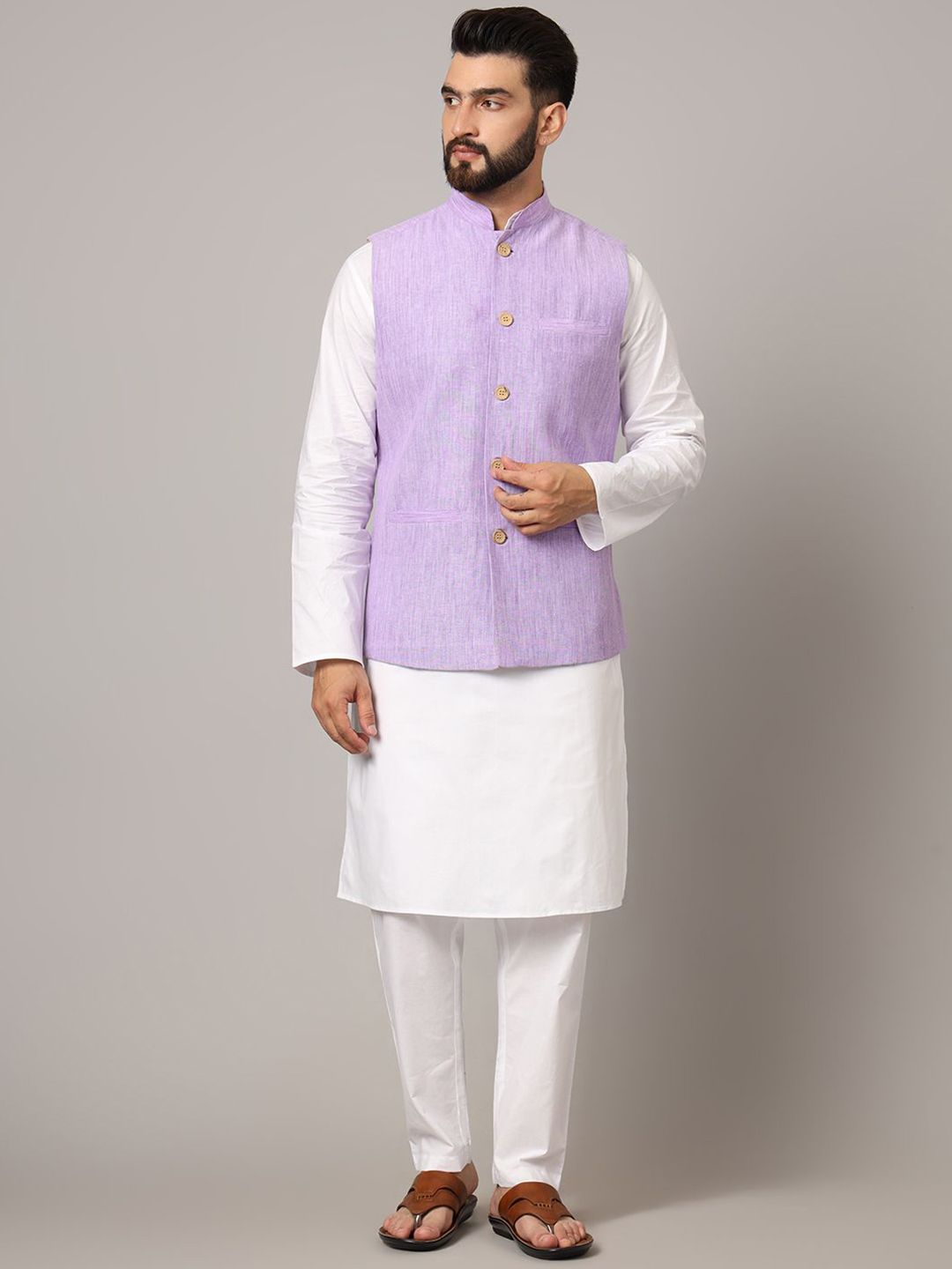 Latest Chikan Garments Striped Woven Nehru Jacket-picture-13