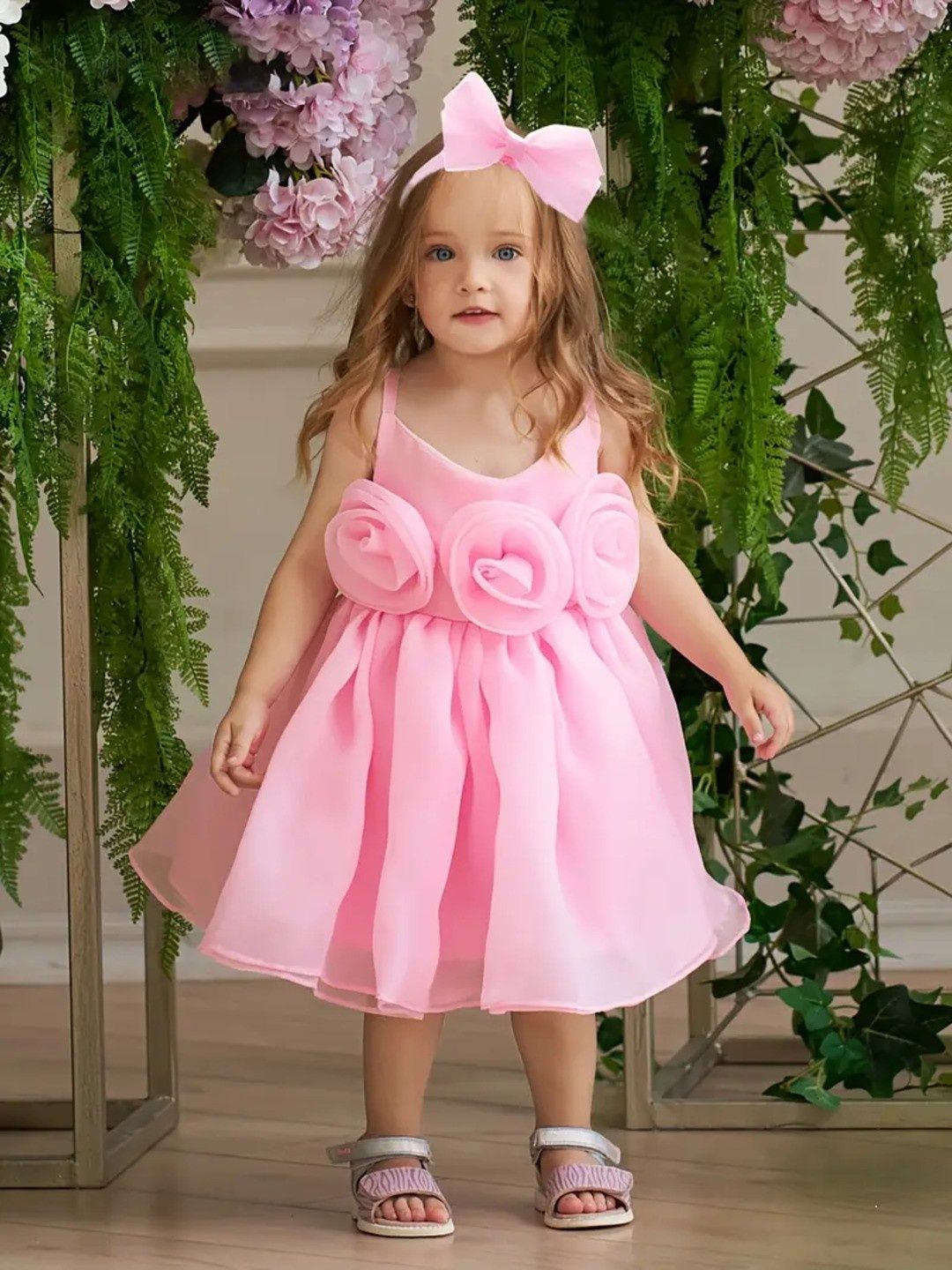 BAESD Girls Sleeveless Flower Applique Fit & Flare Dress-picture-33