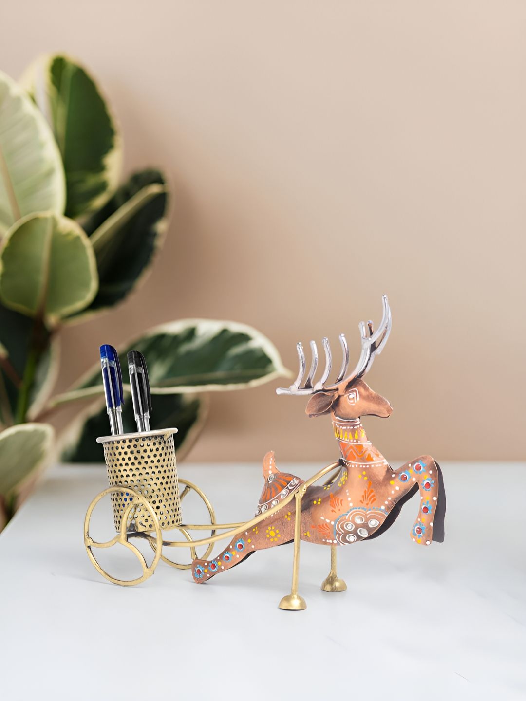 Golden Peacock Copper-Toned Figurine Showpiece