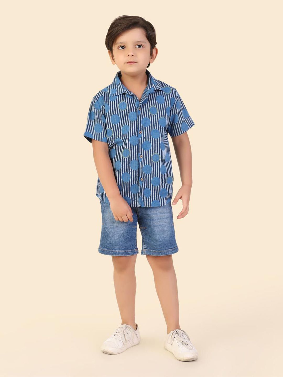 Fabindia Boys Spread Collar Vertical Striped Cotton Casual Shirt-picture-22