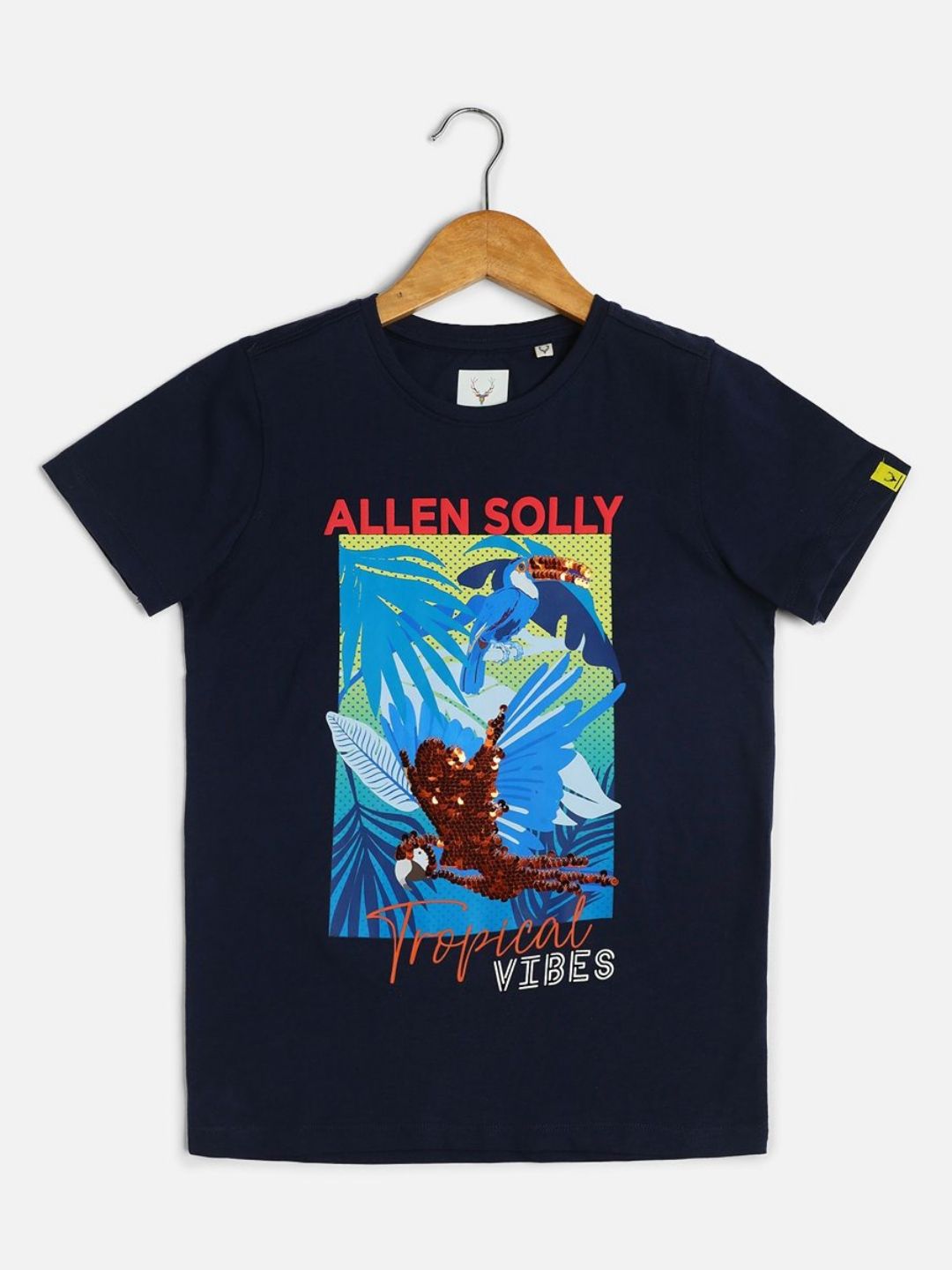 Allen Solly Junior Boys Printed V-Neck Applique T-shirt-picture-25