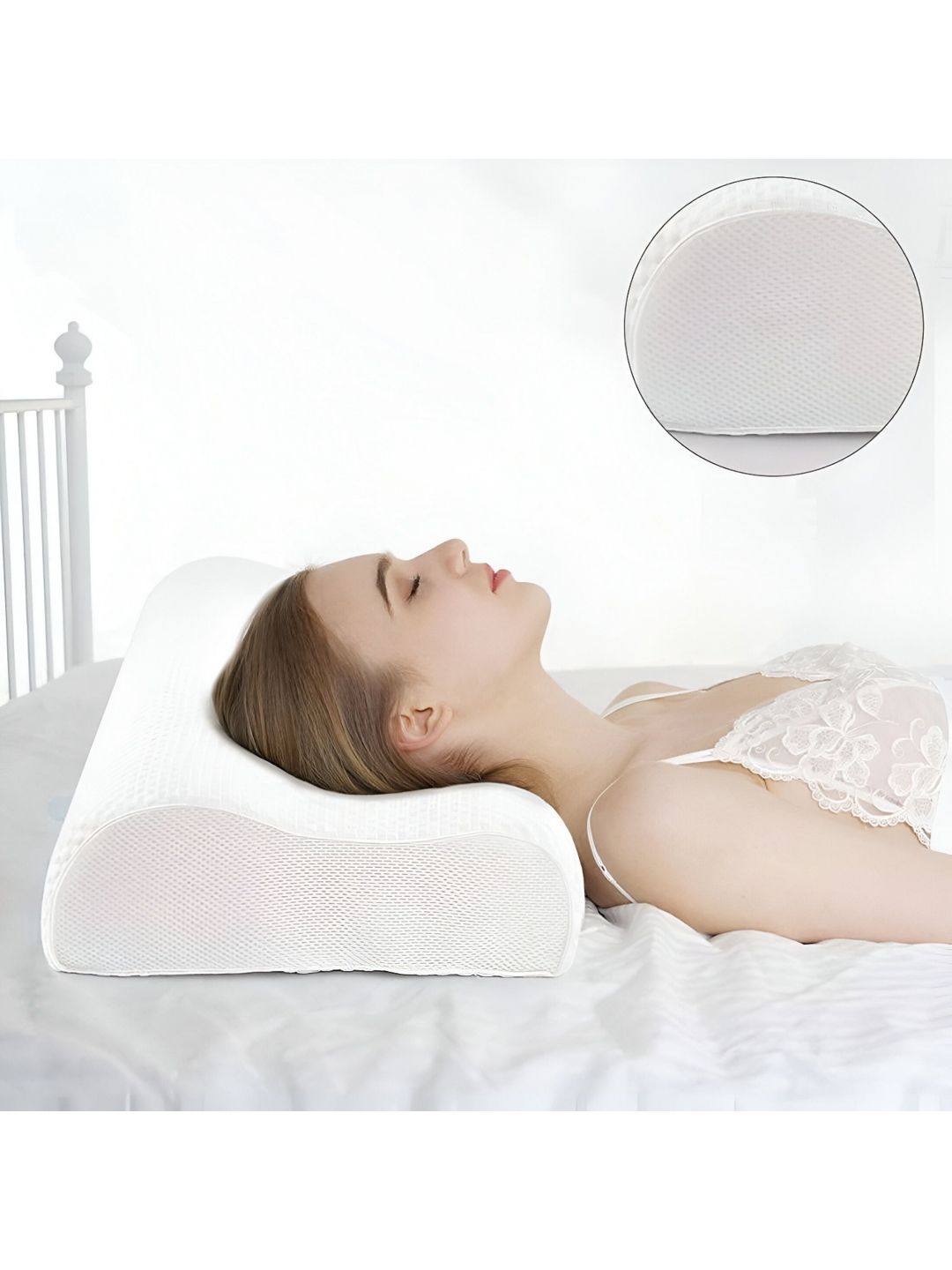 Aetrius White Memory Foam Filled Cotton Ultra Soft Therapedic Pillow-picture-52