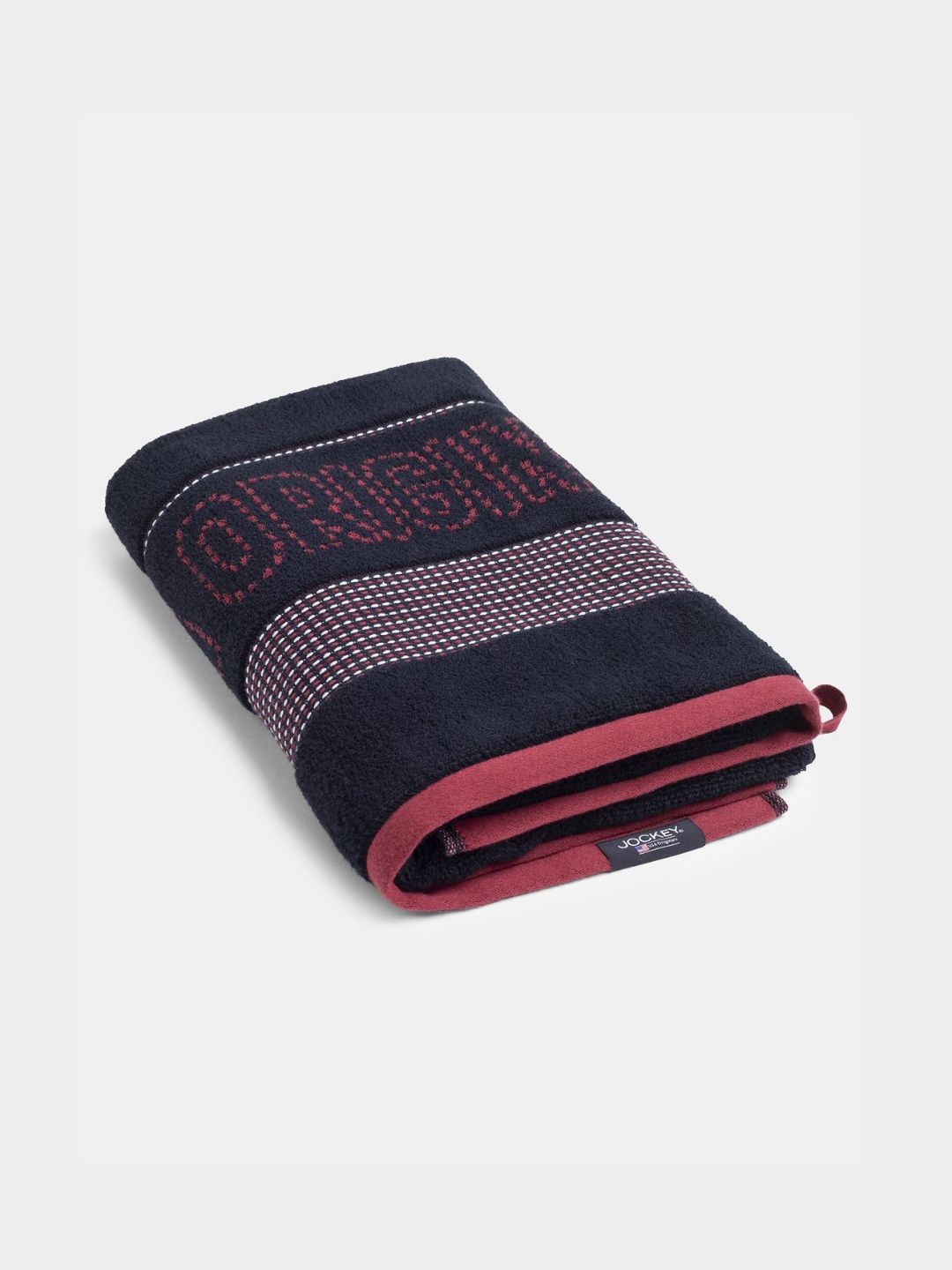Jockey Navy Blue & Red 1 Striped Terry Cotton 550 GSM Bath Towel