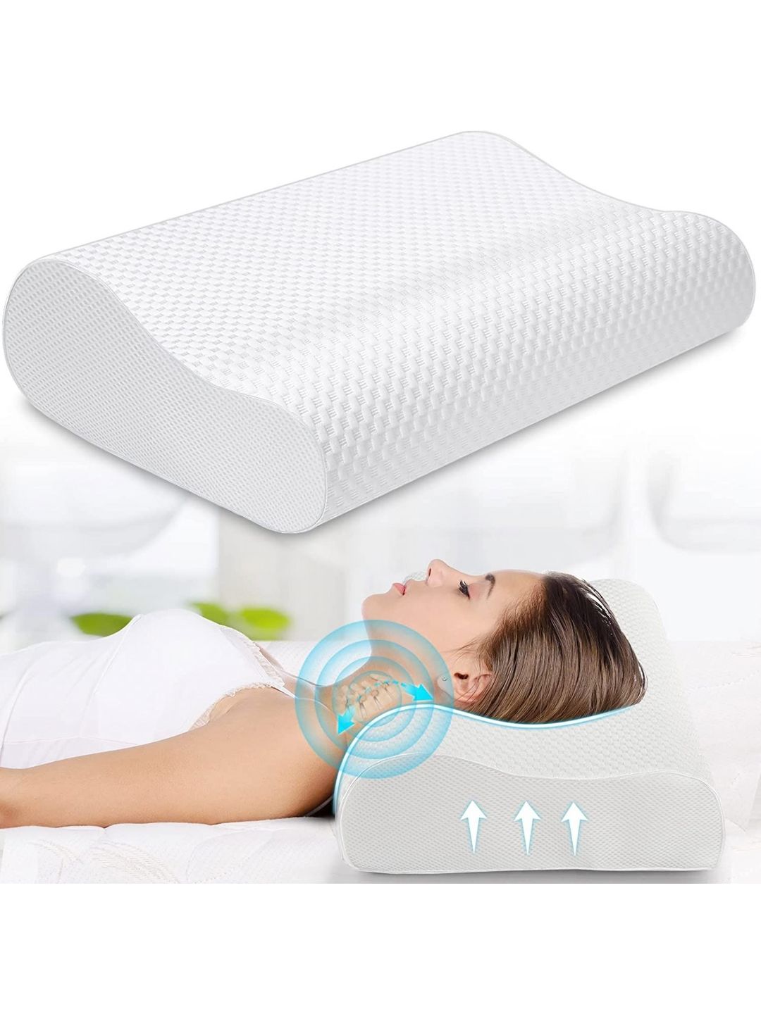 Aetrius White Memory Foam Filled Cotton Ultra Soft Therapedic Pillow-picture-38