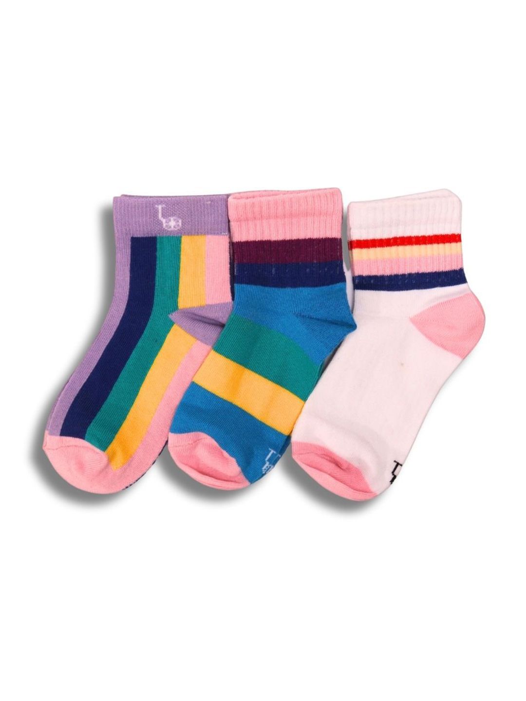 Thela Gaadi Kids Pack Of 3 Candy Patterned Ankle-Length Socks-picture-27