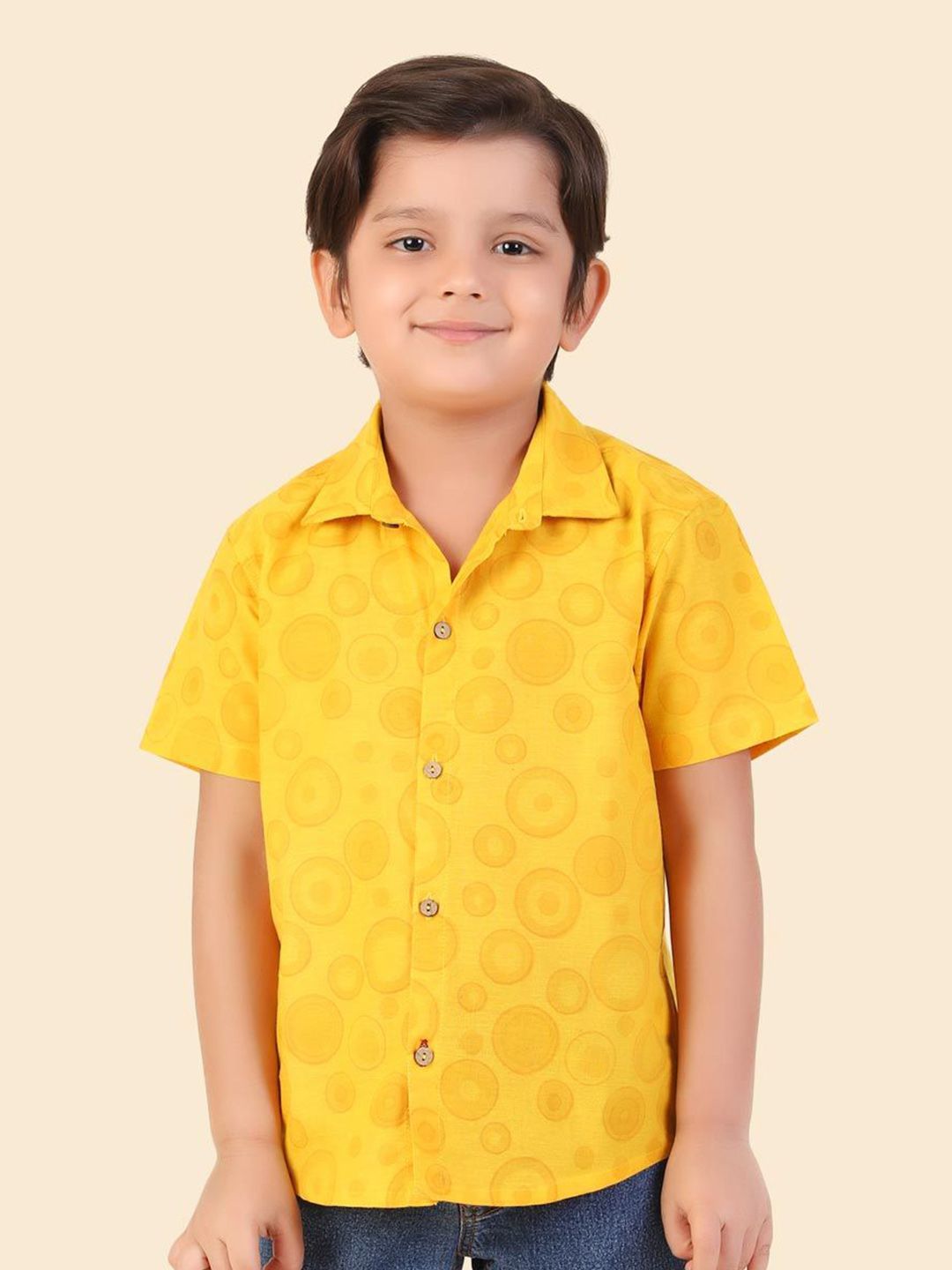 Fabindia Boys Spread Collar Geometric Printed Geometric Print Cotton Casual Shirt-picture-21