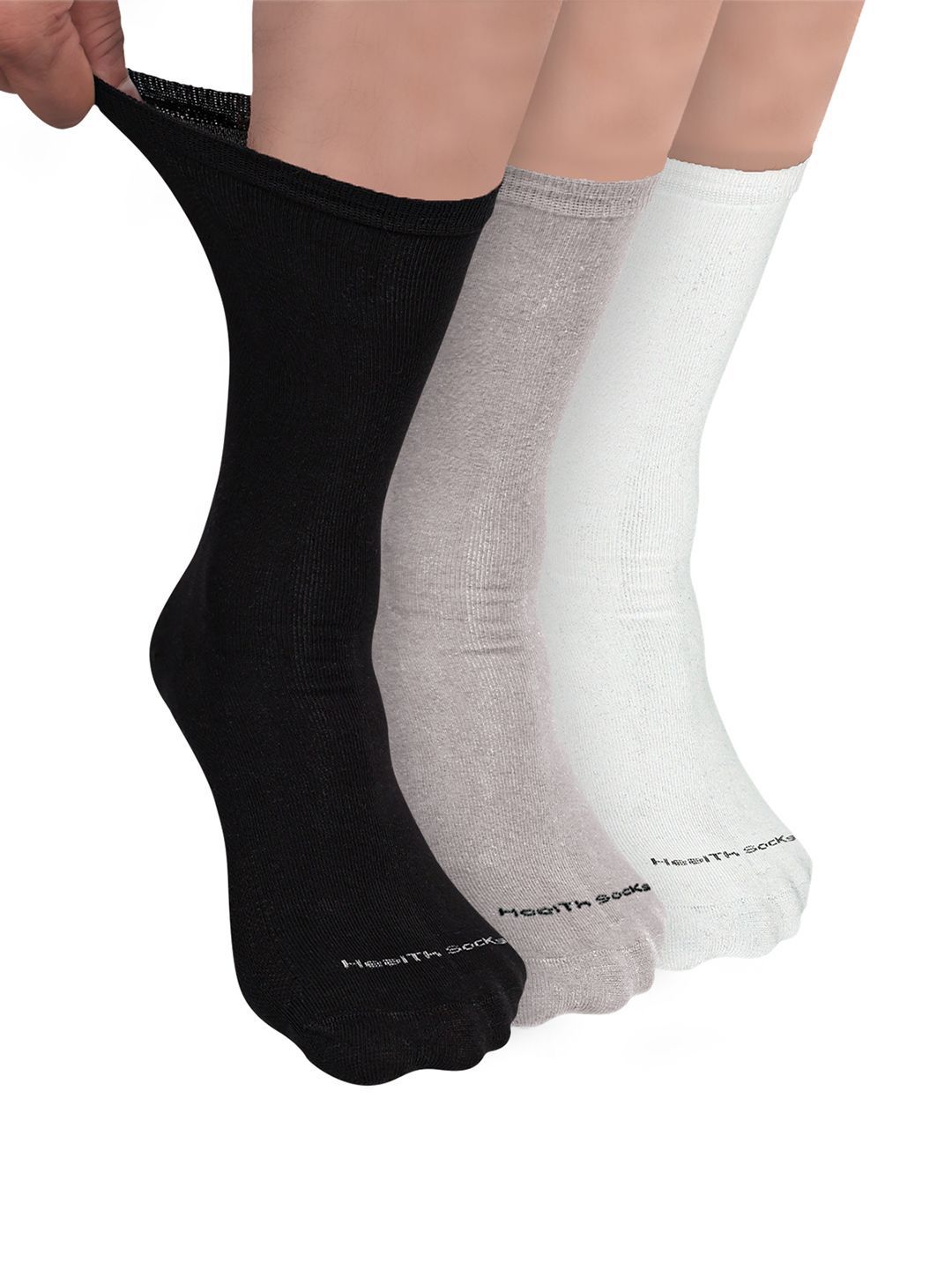 FOOTPRINTS Men Pack Of 3 Cotton Crew Length Bamboo Diabetic Seamless Socks-picture-24