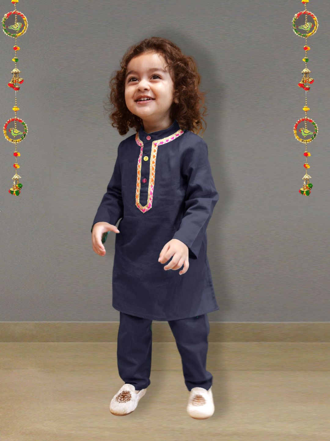 A.T.U.N. Boys Regular Gotta Patti Linen Kurta with Pyjamas-picture-19