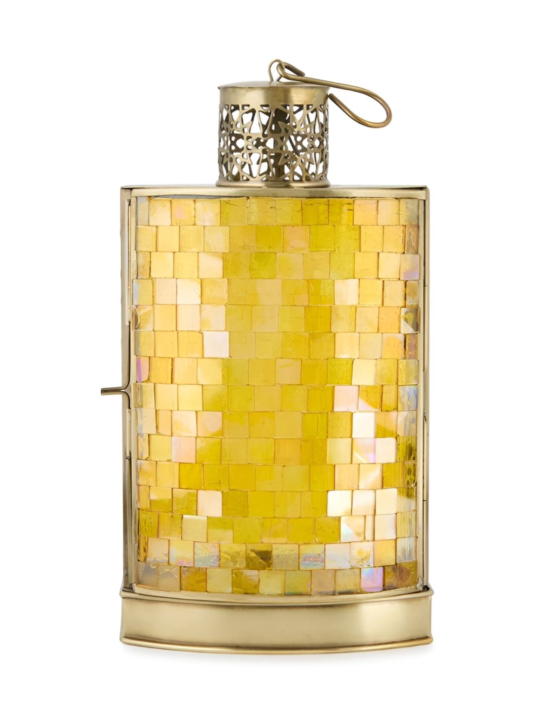 Fabindia Mehar Yellow & Gold Toned Textured Hanging Lantern-image-2