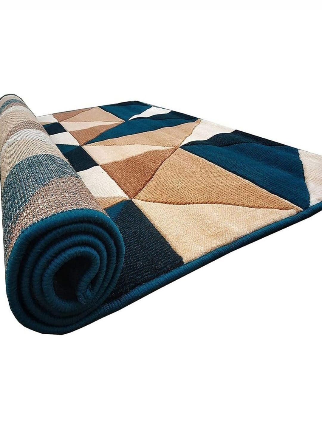 Samjeeda Handloom carpets Blue & Beige Geometric Printed Carpet-image-28