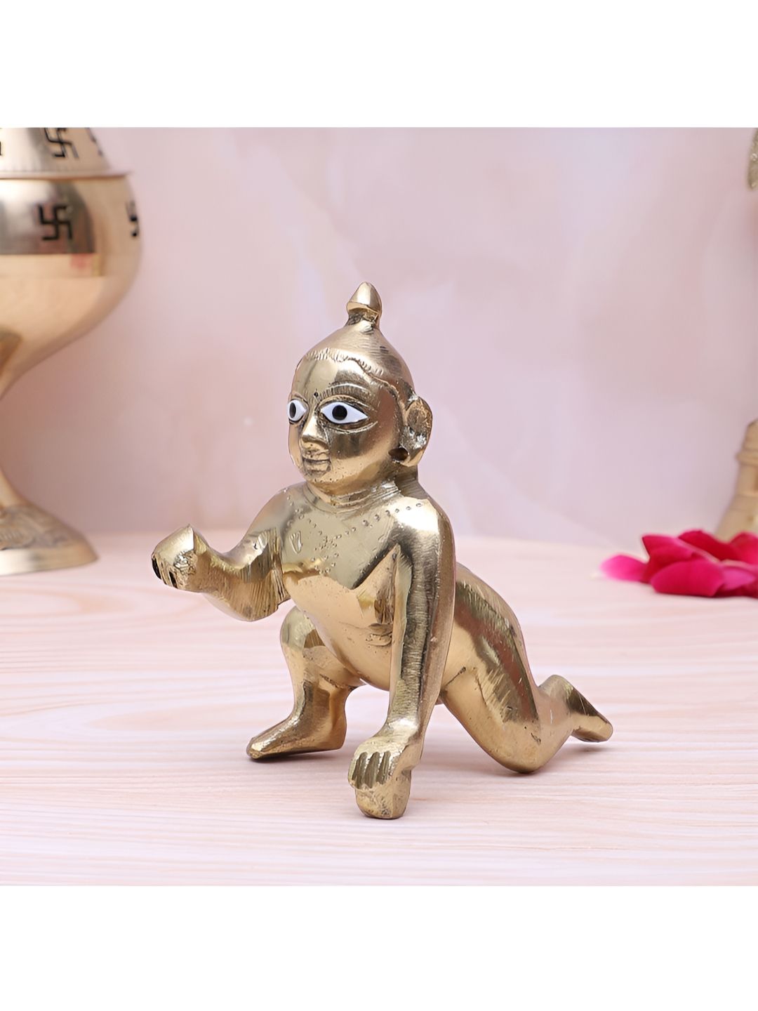 Two Moustaches Brown Laddu Gopal Krishna Idol Showpiece-picture-17