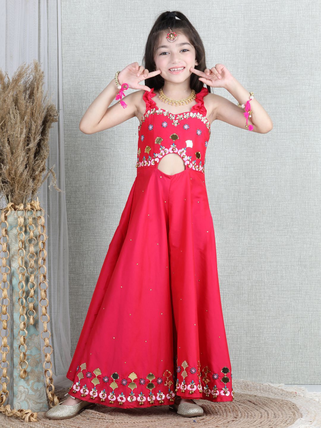 THE LITTLE CELEBS Girls Basic Jumpsuit with Embellished-picture-58