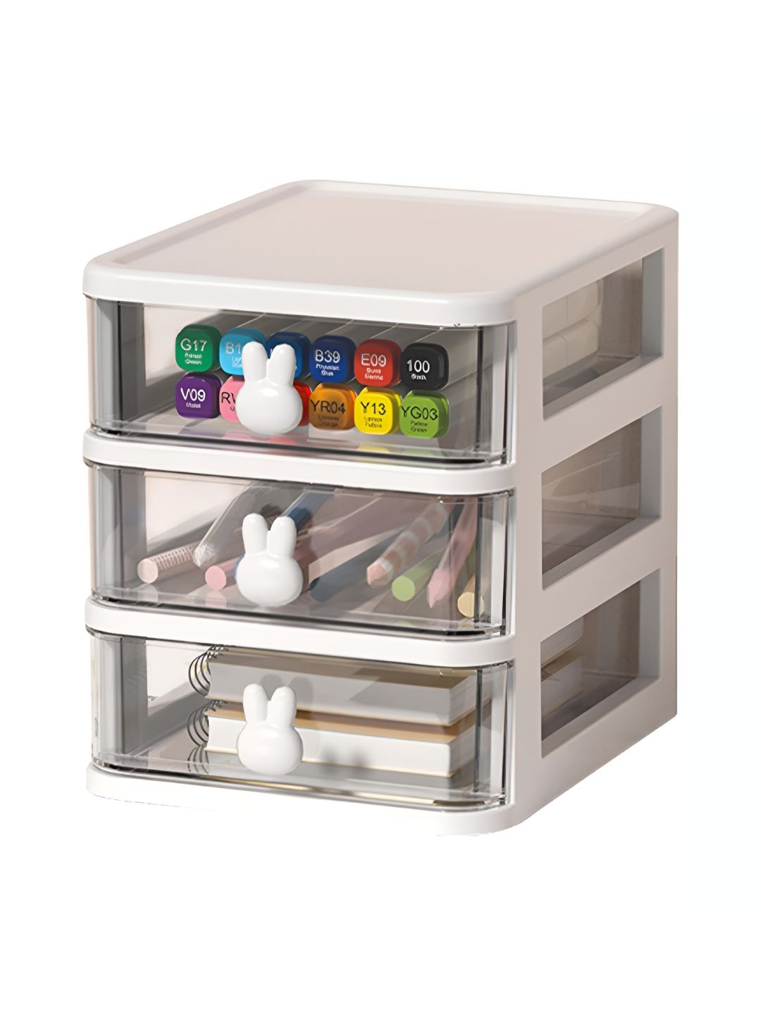 HOUSE OF QUIRK White & Transparent 3 Tier Rectangular Jewellery Organiser-image-21