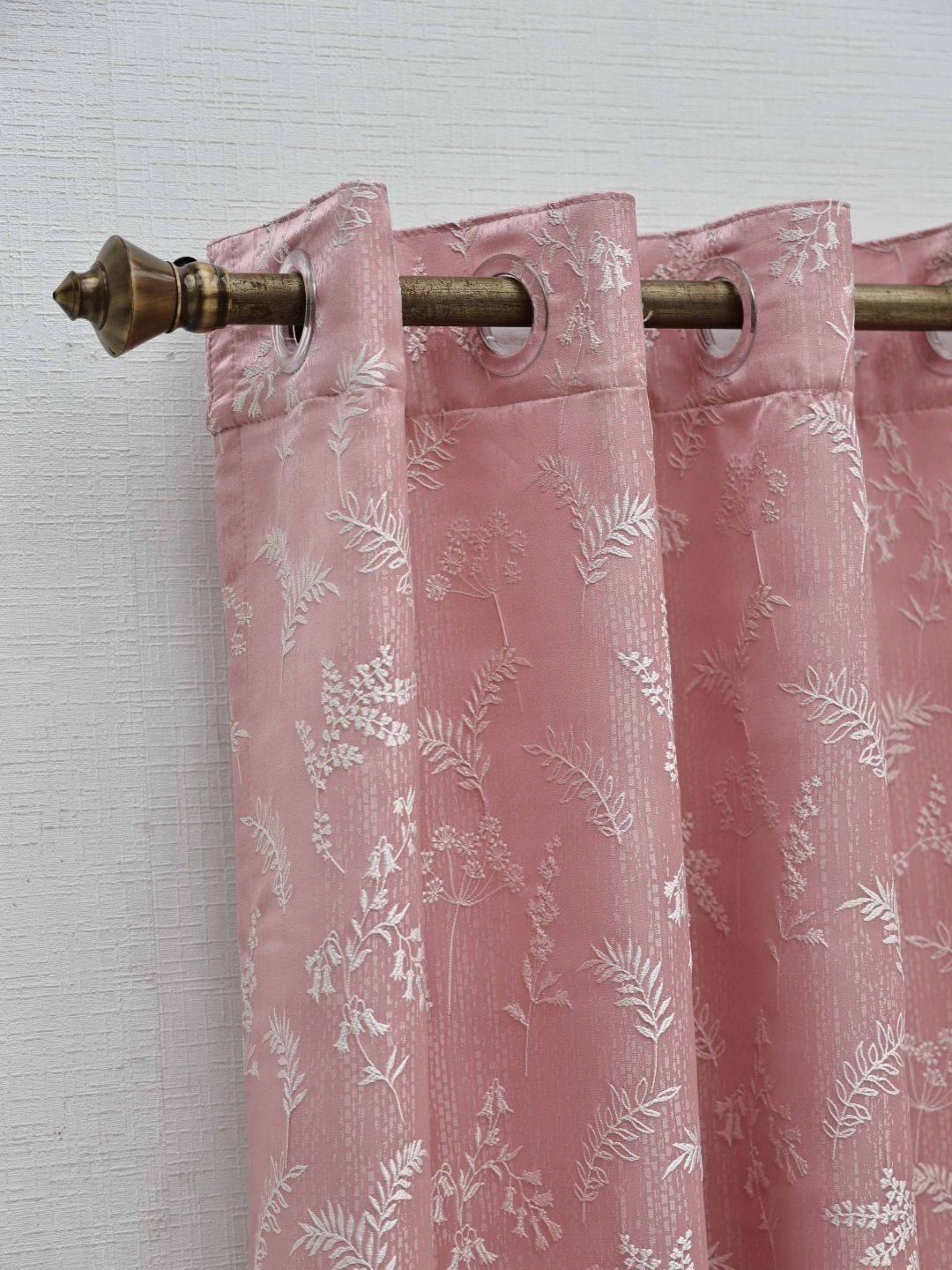 Ariana Coral & White Floral Room Darkening Window Curtain-image-10