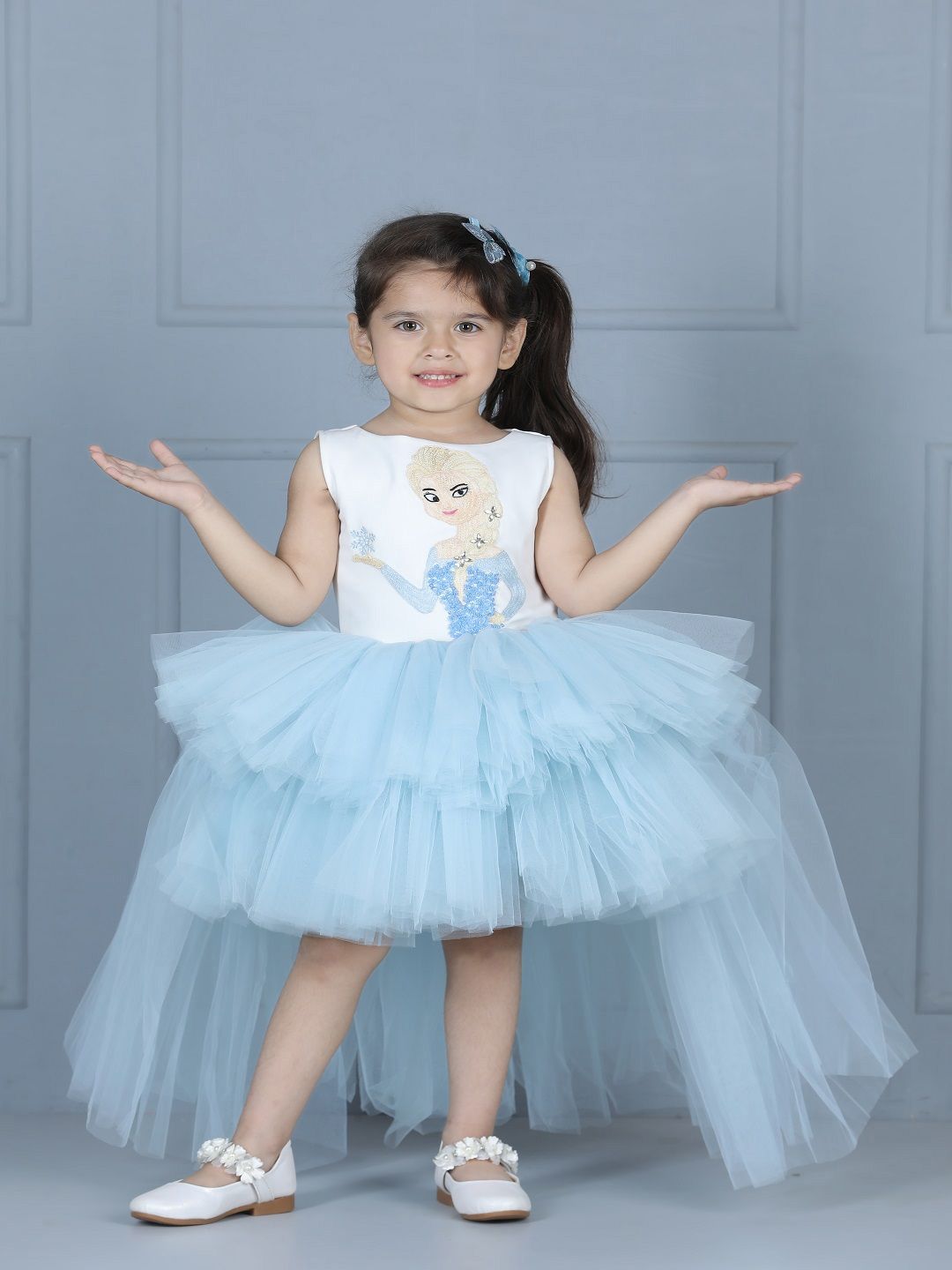 THE LITTLE CELEBS Girls Crepe Fit & Flare Maxi Dress-picture-25