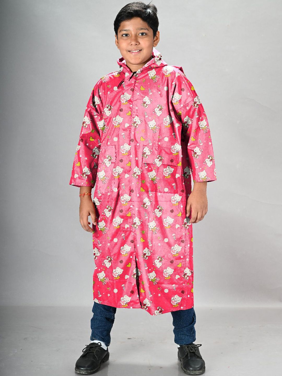 LUX VENUS Boys Printed Hooded Raincoat With School Bag Cover-picture-32