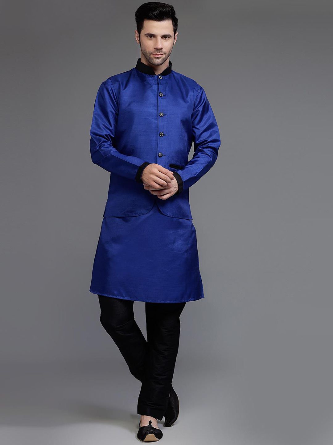 Utsav Fashion Men High Slit Kurta with Trousers-picture-18