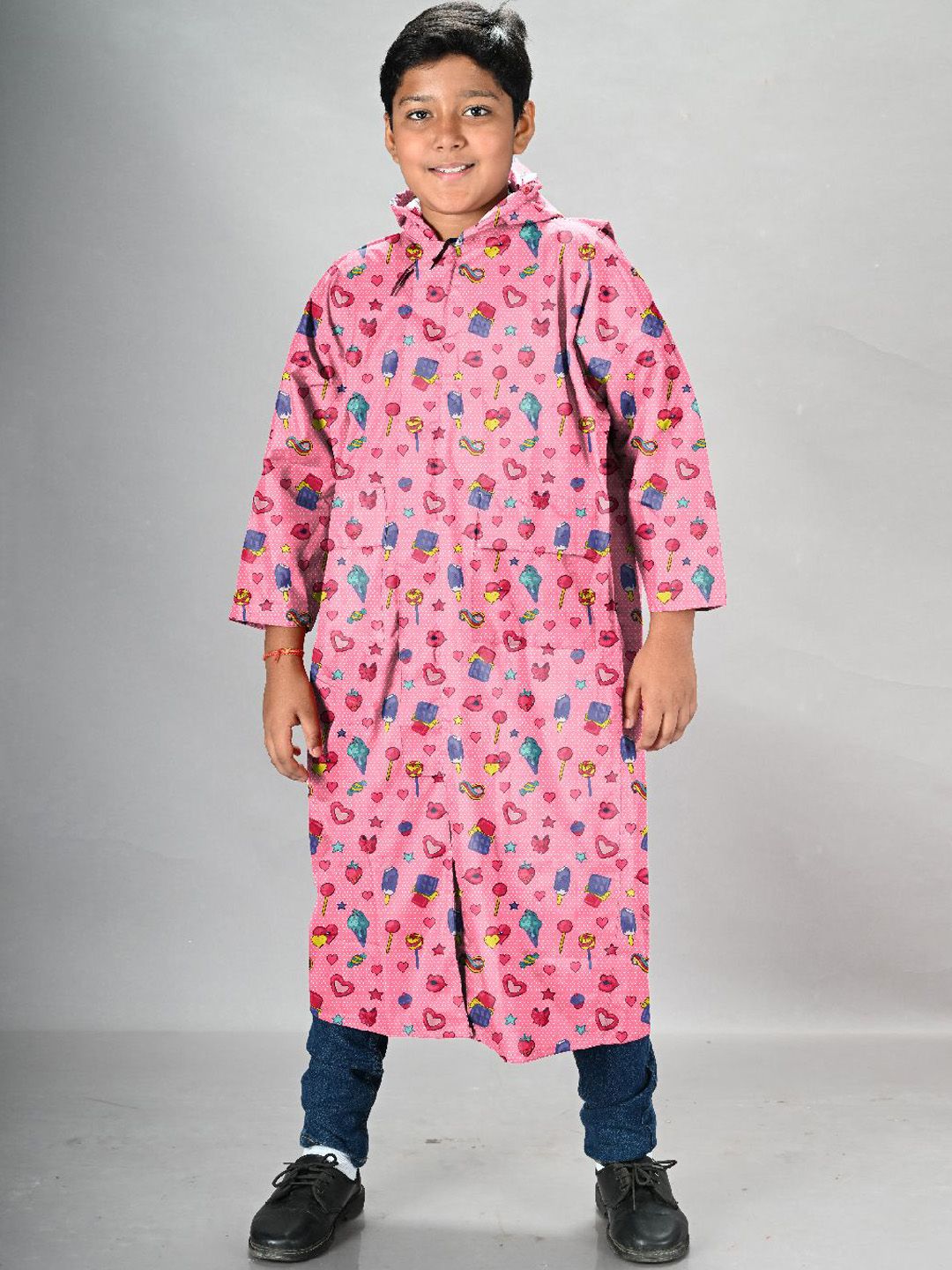 LUX VENUS Boys Printed Rain Jacket With School Bag Cover-picture-29
