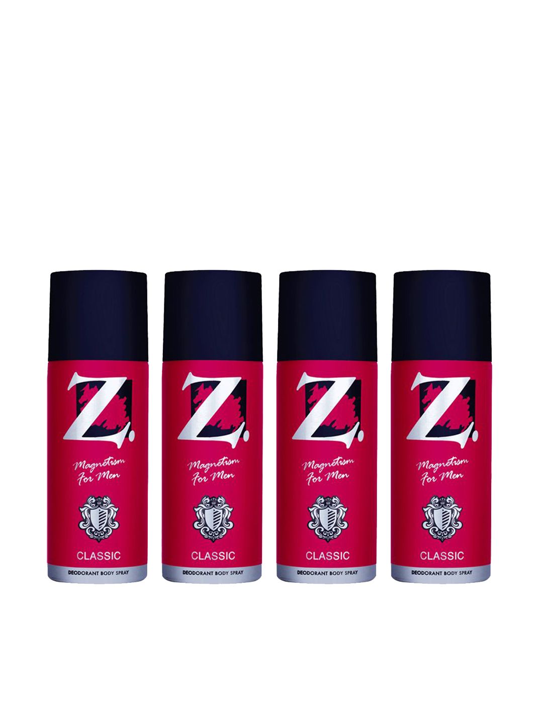 Z-MAGNETISM FOR MEN Classic Set Of 4 Long Lasting Deodorant Body Spray -150ml(100g) Each