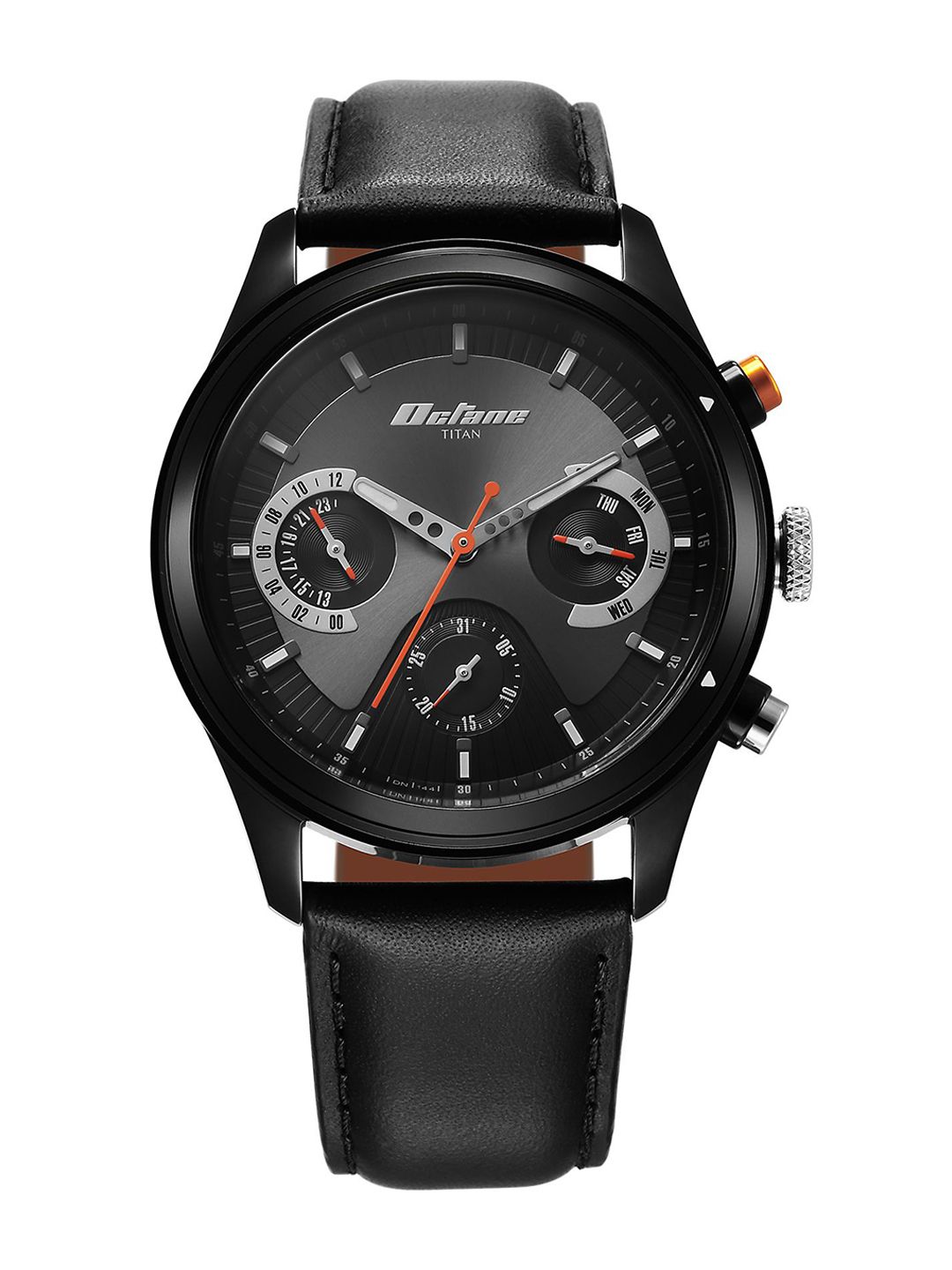 Titan Men Embellished Dial & Leather Textured Straps Analogue Watch 1805KL02-image-35