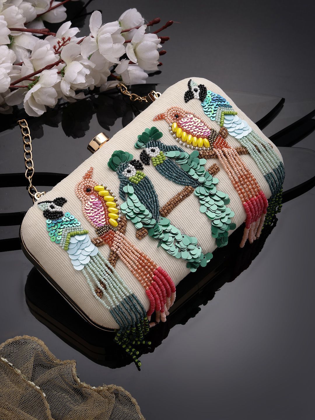 Anekaant Embellished Tasselled Box Clutch-image-49
