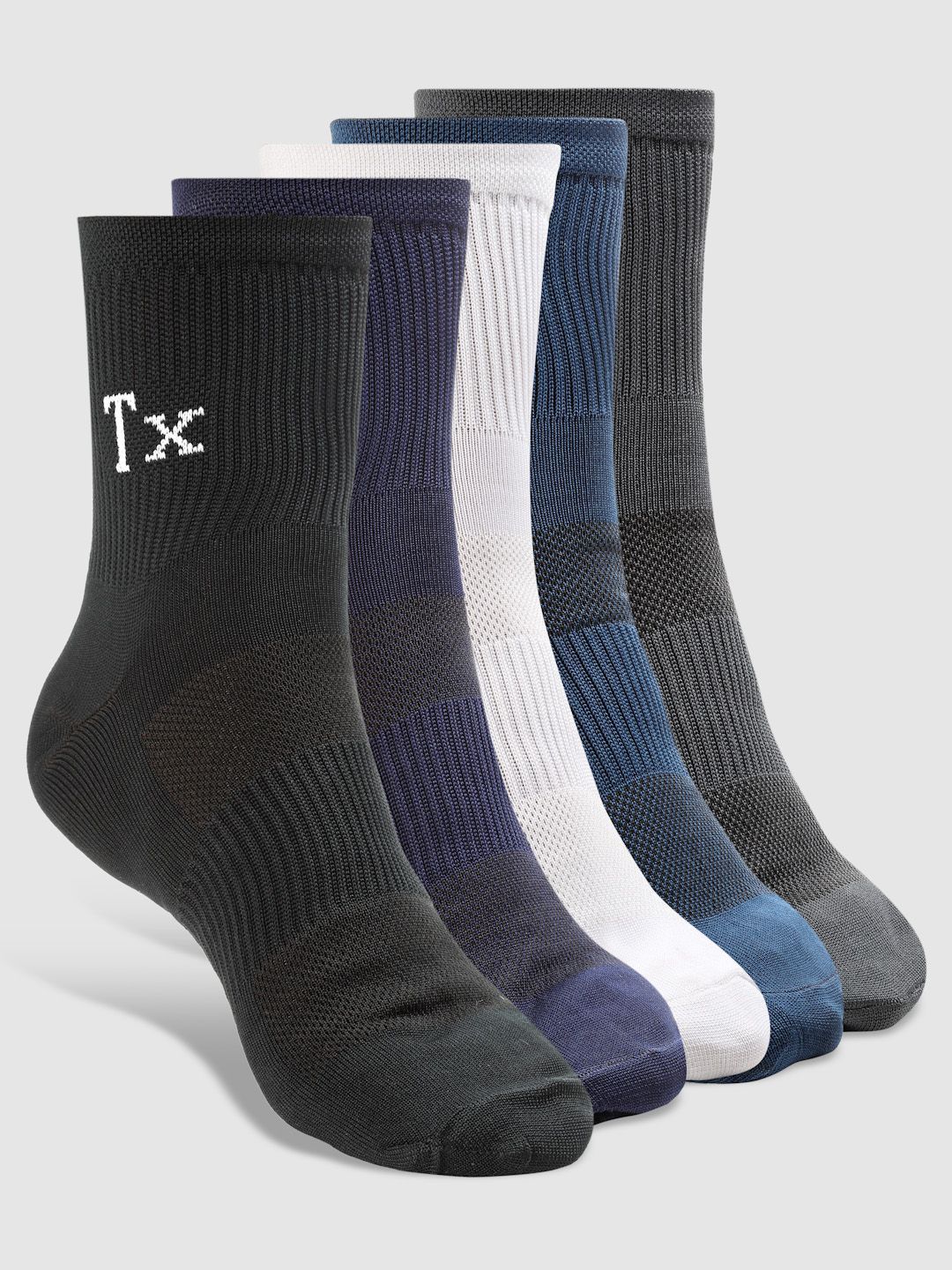 Texlon Men Pack Of 5 Assorted Striped Ankle-Length Socks-picture-40