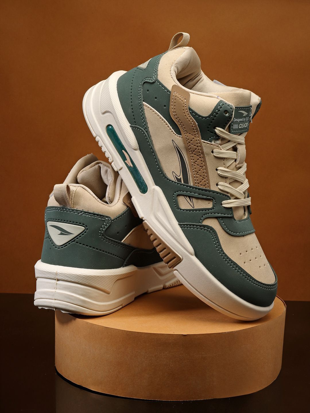 ASIAN Men Colourblocked Round Toe Mid-Top Sneakers