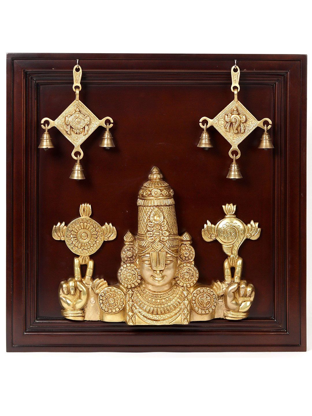 Exotic India Brown & Gold toned Textured Wooden Framed Wall Decor Hangings-image-43