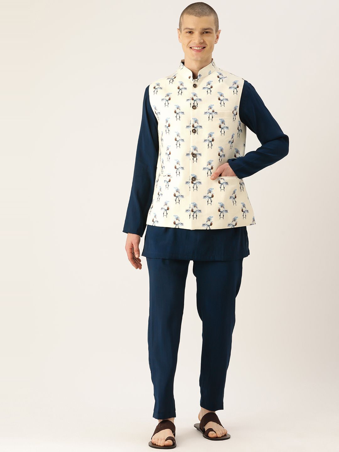 simaaya Sayisha Printed Pure Cotton Satin Nehru Jacket-picture-10